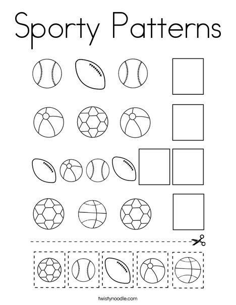 Sporty Patterns Coloring Page - Twisty Noodle Volleyball Activities For Preschool, Sports Art Activities For Preschoolers, Sports Worksheets For Kindergarten, Sports Language Activities Preschool, Sports Science Preschool, Sport Theme Preschool, Olympic Worksheets For Preschool, Prek Sports Theme Activities, Basketball Activities For Preschool