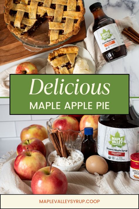 Indulge in a Maple Apple Pie! This naturally sweetened dessert uses maple syrup and precooked apples for perfect texture and flavor. Say goodbye to soggy crusts and hello to a seamless apple filling topped with golden pastry! 🍁🍏🥧  #MapleApplePie #NaturallySweetened #PiePerfection Recipe For Maple Syrup, Apple Crisp Maple Syrup, Apple Pie With Maple Syrup, Making Maple Syrup, Maple Apple Pie, Maple Syrup Replacement, Pie Crust Shield, Naturally Sweetened Desserts, Lattice Pie Crust