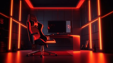 High Quality Background Photo Of A Gaming Room Featuring 3d Rendered Computer And Chair#pikbest#Backgrounds#Others Gaming Room Background, Apartment Dining Room Decor, High Quality Background, Room Computer, Quality Background, Apartment Dining Room, Classic White Kitchen, Apartment Dining, Computer Game