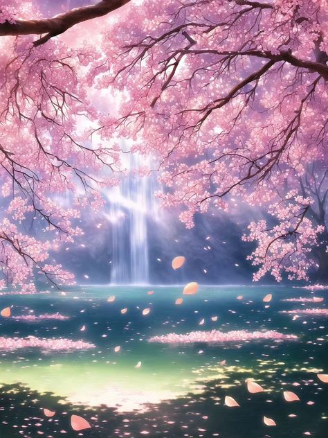 Pink Fantasy Background, Cherry Blossom Anime Background, Fantasy Cherry Blossom Tree, Cherry Blossom Background Landscape, Sakura Tree Anime Background, Cherry Blossom Pictures, Cherry Blossom Wallpaper, Glittery Wallpaper, Free Wallpaper Backgrounds