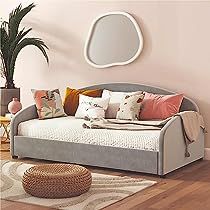 Multicolored Wallpaper, Daybed Frame, Twin Daybed, Mr Kate, Headboard With Lights, Moon Silhouette, Upholstered Daybed, Guest Room Decor, Twin Mattress Size