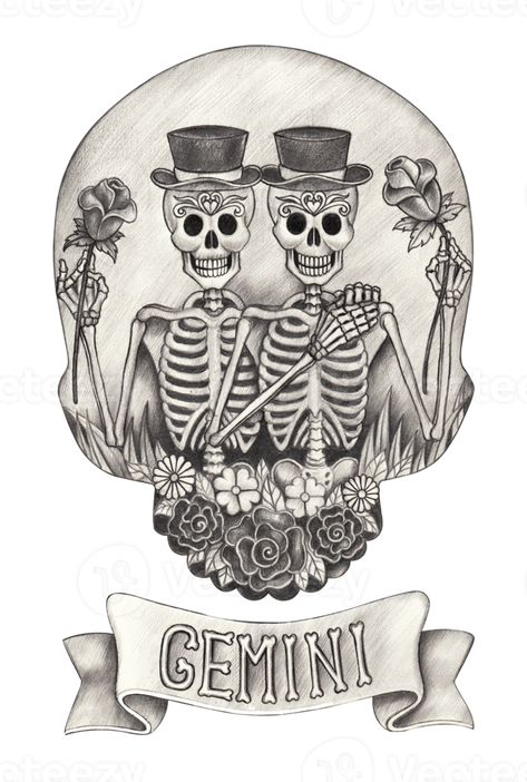 Gemini Skull Tattoo, Dangerous Zodiac Signs, About Zodiac Signs, Gemini Zodiac Tattoos, Fire Fighter Tattoos, Brother Tattoos, Gemini Art, Elizabeth Bathory, John Wayne Gacy