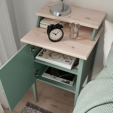 OLDERDALEN Wooden Home Design, Bedside Vanity, Wooden Decor Ideas, Bedside Table Ikea, New Home Aesthetic, Ikea Nightstand, Ikea Uk, Interior Ikea, Bedside Table Grey