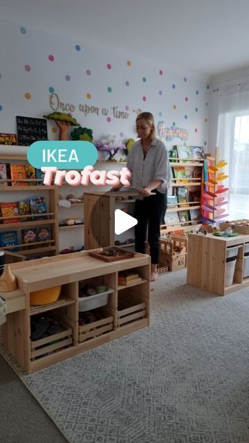 Play Desk For Kids, Trofast Craft Room, Trofast And Kallax Together, Trofast Organization, Ikea Trofast Desk, Ikea Childrens Room, Trofast Kids Room, Trofast Desk, Trofast Ikea Kids