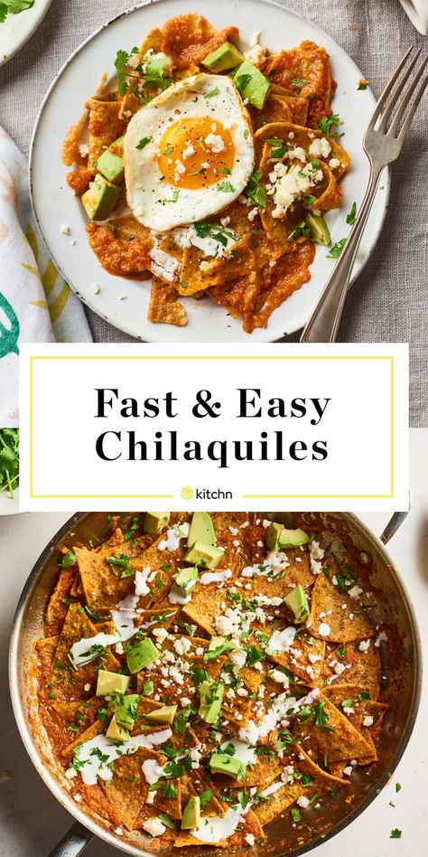 Easy Chilaquiles Recipe, How To Make Chilaquiles, Easy Chilaquiles, Chilaquiles Recipe, Food To Try, Red Salsa, Corn Tortilla Chips, Fried Corn, Corn Tortilla