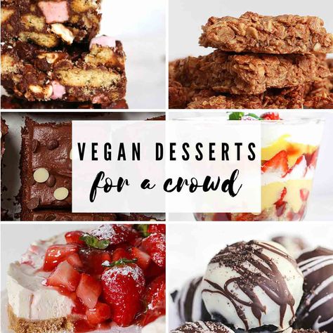 30 Easy Vegan Desserts To Feed A Crowd - BakedbyClo | Vegan Dessert Blog Easy Vegan Desserts For A Crowd, Vegan Desserts For A Crowd, Vegan Party Desserts, Vegan Spring Dessert, Desserts To Feed A Crowd, Easy Potluck Desserts, Potluck Recipes Dessert, Easy Vegan Desserts, Vegan Thanksgiving Dessert