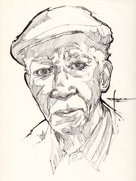 Ink Portrait Sketches, Ink Illustrations Portrait, Ink Wash Portrait, Pen Ink Portrait, Micron Pen Portrait, Hatch Drawing, Ink Portrait, Sketch Ink, Ink Pen Art