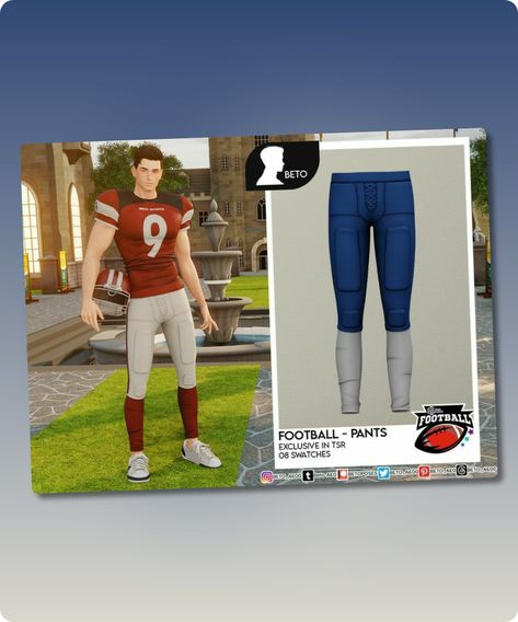 Sims 4 Clothing CC: Football  Pants Sims 4 American Football Cc, Sims 4 Football Cc, Sims 4 Cheerleader Cc, Pants Sims 4 Cc, American Uniform, American Football Uniform, Mod Jacket, Sims 4 Cc Download, Everyday Uniform