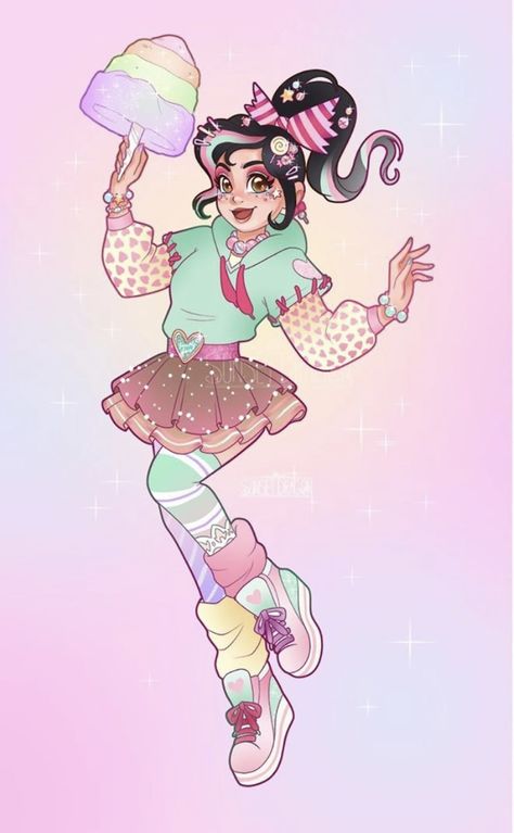 Magical Monster, Vanellope Y Ralph, Disney Character Art, Vanellope Von Schweetz, Kawaii Disney, Candy Art, Wreck It Ralph, Kawaii Style, Cute Kawaii Drawings