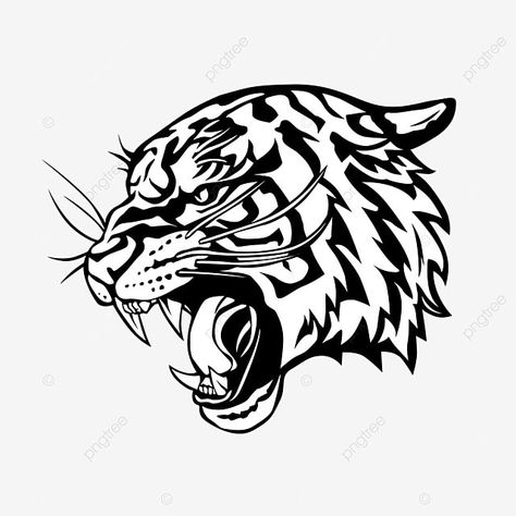 Growling Tiger, Tiger Face Tattoo, Tiger Head Tattoo, Tiger Roar, Angry Tiger, Head Sketch, Tiger Vector, Tiger Roaring, Head Drawing