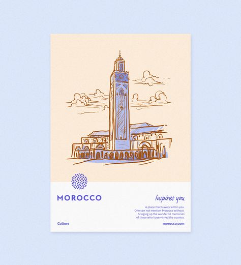 Morocco :: Behance Moroccan Branding Design, Morocco Graphic Design, Moroccan Graphic Design, Tourism Poster Design Graphics, Post Card Design Creative, Travel Advertising Design, Tourism Design, Branding Identity Design, City Branding