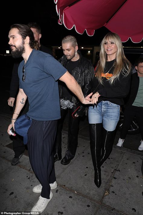 Bill Kaulitz And Heidi Klum, Tom Kaulitz Walking, Tokio Hotel Paparazzi, Tom Kaulitz And Heidi Klum, Heidi Klum And Tom, Damn Shawty, The Troubadour, Tight Sweater, Checklist Template