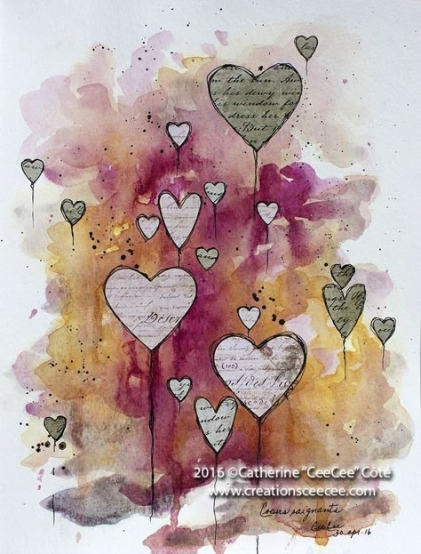 Multimedia Art Tre Kunst, Multimedia Arts, Mixed Media Journal, 수채화 그림, Journal Page, Mixed Media Art Journaling, Art Journal Pages, Heart Art, Art Journal Inspiration