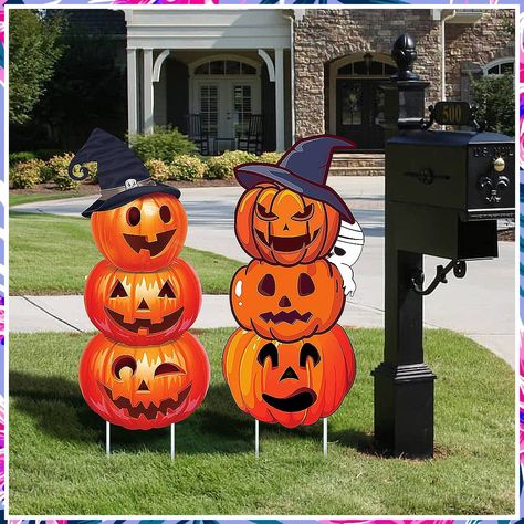 Halloween Yard Signs Large with Stakes for Halloween Decorations Outdoor, 3-Tiered Cute Scary Halloween Pumpkin Ghost Yard Sign for Lawn Garden Party Trick or Treat Home Decor, 2Pcs Halloween Signs Funny Halloween Decorations, Halloween Garden Decorations, Halloween Yard Signs, Halloween Lawn, Scary Halloween Pumpkins, Halloween Decorations Outdoor, Halloween Eve, Halloween Garden, Halloween Yard Decorations