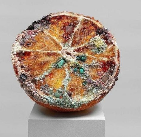 “Beauty in decay 🍋✨ Kathleen Ryan @katieryankatieryan reimagines moldy fruit with a twist—using dazzling gemstones to create monumental sculptures that challenge our perceptions of beauty and imperfection. #ContemporaryArt #KathleenRyan #SculptureArt #GemstoneSculpture #ArtInDecay #ModernArt #LosAngelesArtist #FineArtSculpture” Moldy Fruit, Kathleen Ryan, Fruit Sculptures, Los Angeles Artist, Interesting News, Beaded Embroidery, Sculpture Art, Cool Art, Modern Art