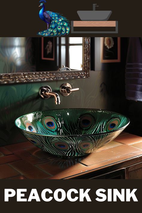 Transform your bathroom into a luxurious sanctuary with stunning peacock-inspired sinks! 🦚✨ Elevate your space with regal elegance. #PeacockSinks #LuxuryBathrooms #OpulentDecor #HomeInspiration Peacock Blue Bathroom, Peacock Bathroom Ideas, Peacock Wallpaper Powder Room, Peacock Wallpaper Toilet, Peacock Toilet Paper Holder, Peacock Bathroom, Luxurious Bed, Elegant Bathroom, Guest Bath