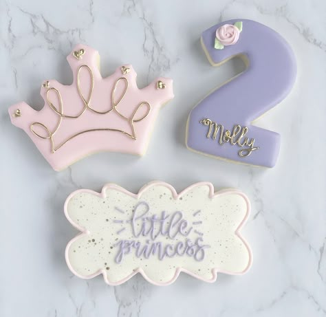 Princess Birthday Party Cookies, Number 2 Cookies Decorated, 2nd Birthday Cookies Girl, 2nd Birthday Princess Theme, Princess Decorated Cookies, Princess Party Cookies, Princess Theme Cookies, Princess Cookies Decorated, Princess 2nd Birthday Party