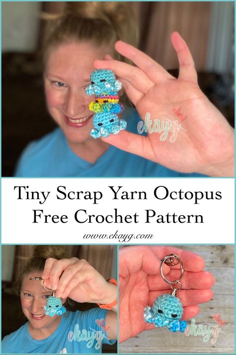 Crochet Scrap Yarn Amigurumi, Small Crochet Octopus, Crochet Ideas For Scrap Yarn, Octopus Keychain Crochet Pattern, Crochet Small Octopus Free Pattern, Things To Crochet And Sell Craft Fairs, Quick Easy Amigurumi, Scrap Yarn Amigurumi, Small And Quick Crochet Projects