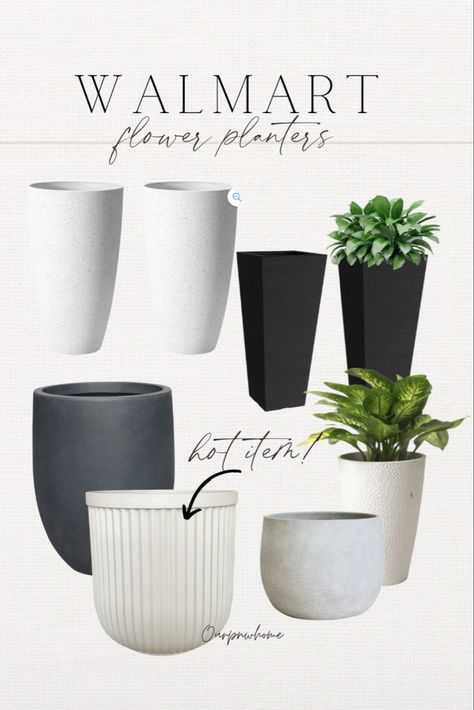 Indoor Planters Ideas, Tall Front Porch Planters, Garage Potted Plants, Front Door Flower Pot Ideas Porch, Styling Outdoor Planters, Tall Indoor Planter Ideas, Tall Planters Indoor, Large Planter Pots, Potted Plants On Patio