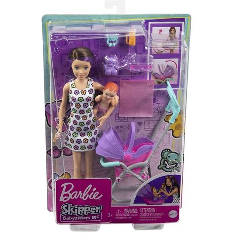 Barbie Skipper Babysitters Inc. Playset with Skipper Babysitter Doll (Brunette), Stroller, Baby Doll & 5 Accessories, Toy for 3 Year Olds & Up
Play out classic babysitting moments with Barbie Skipper Babysitters Inc. dolls and playsets!
This Skipper Babysitters Inc. playset features Skipper babysitter doll, a baby doll and a stroller that bounces up and down as it's pushed!
Inspire nurturing play and realistic storytelling with accessories including a smartphone, rainbow-print baby blanket Skipper Babysitter, Barbie Store, Barbie Bebe, Bear Bottle, Accessoires Barbie, The Babysitter, Baby Barbie, Stitch Toy, Baby Sitting