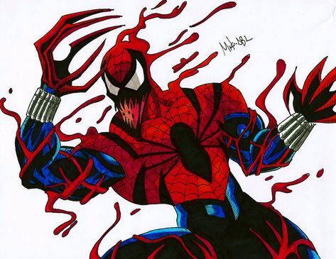 Spider Carnage by MikeES Spider Carnage, Spiderman Classic, Carnage Symbiote, Carnage Marvel, Symbiotes Marvel, Scarlet Spider, Western Comics, Marvel Venom, Dragon Ball Super Artwork