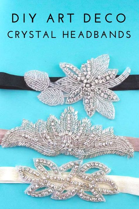 Learn how to make your own easy vintage inspired 1920's crystal headband. A wonderful and classy addition to your party dress or themed event! | DIY | Art Deco | Headpiece | Do It Your Freaking Self Roaring 20s Headpiece Diy, Great Gatsby Headpiece Diy, Diy Gatsby Headband, Gatsby Headpiece Diy, 1920s Headpiece Diy, Diy 1920s Headband, 20s Headband, Diy Art Deco, Prohibition Party