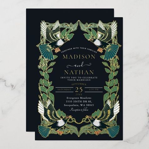 Elegant Magpie Art Nouveau Wedding Invitation#Elegant #DIYWeddingInv #UniqueInvitations #WeddingInspo
#WeddingIdeas Art Nouveau Wedding Invitation, Fantasy Ball, Magpie Art, Gothic Wedding Theme, Art Nouveau Wedding, Modern Wedding Design, Nouveau Wedding, Art Nouveau Weddings, Ball Aesthetic