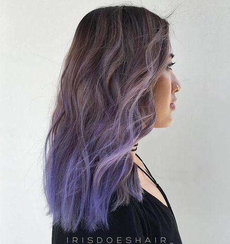 Ash+Brown+To+Pastel+Purple+Ombre Lavender Ombre Hair, Lavender Hair Ombre, Purple Hair Color Ombre, Lavender Ombre, Violet Hair Colors, Purple Balayage, Purple Ombre Hair, Dyed Hair Pastel, Brown Ombre Hair