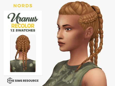 David Hair, Female Sims, Medieval Hairstyles, Sims 4 Family, Ponytail Hairstyle, Sims 4 Game Mods, Tumblr Sims 4, Viking Hair, Sims 4 Teen