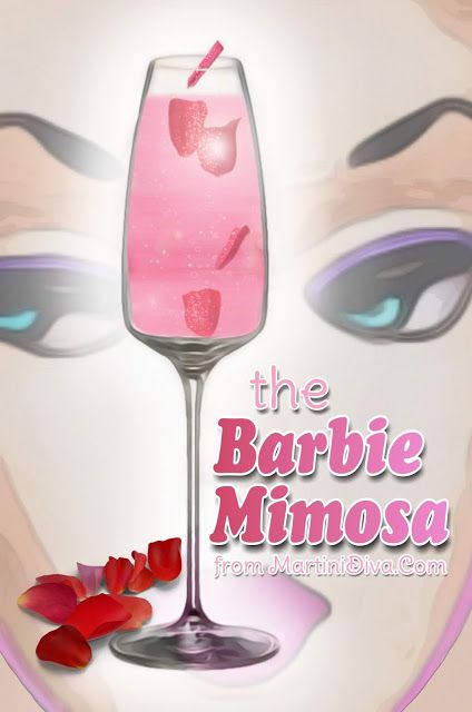 The #BARBIE #DOLL #MIMOSA - a #PinkGin, #CocchiRosa, #PinkChampagne & #Grapefruit #Cocktail #Recipe Video for the #BarbieDoll's 60th Birthday from MartiniDiva.com Barbie Mimosa, Barbie Cocktail Drink, Barbie Martini, Pink Mimosa Recipe, Barbie Bunco, Barbie Drink, Barbie Brunch, Bar Marketing, Barbie Cocktail