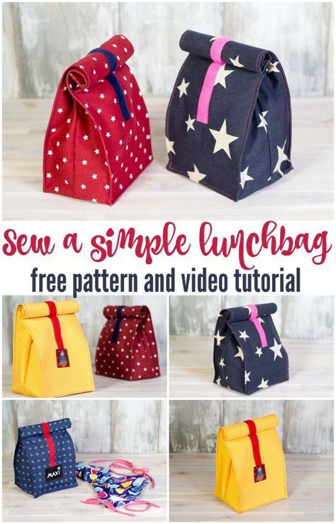 Two different sizes, great for the kids and the hubby!  Kids love their Marvel ones I sewed for them. Simple Lunch, Fiber Crafts, Sew Ins, Modern Bag, Costura Diy, Beginner Sewing, Beginner Sewing Projects Easy, Sew Easy, Leftover Fabric