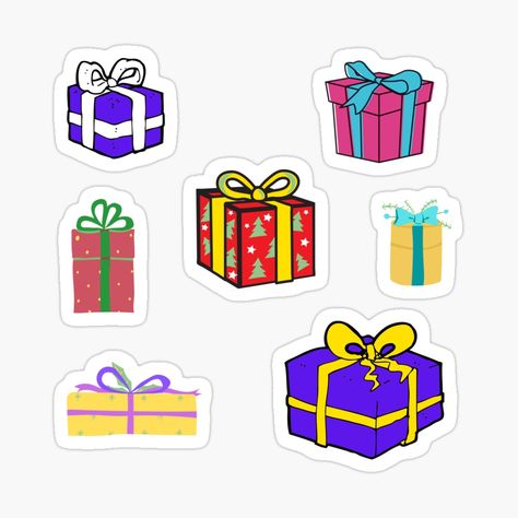 Get my art printed on awesome products. Support me at Redbubble #RBandME: https://www.redbubble.com/i/sticker/Cool-Colorful-Christmas-Presents-and-Attractively-Wrapped-Holiday-Gifts-Sticker-Pack-Set-by-PheeMart/94710821.JCQM3?asc=u Christmas Cute Stickers, Korean Stickers Christmas, Grinch Stickers Christmas, Quirky Christmas Gifts, Christmas Lights Sticker, Letters Stickers, Christmas Gift Stickers, Holiday Picks, Gift Wrapper