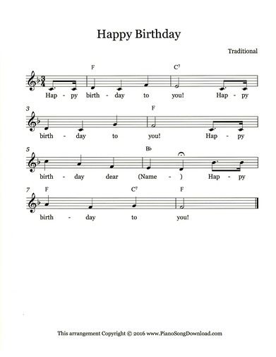 Happy Birthday Music Sheet Piano, Happy Birthday Song Lyrics, Happy Birthday Lyrics, Piano Sheet Music Beginners, Happy Birthday Music, Happy Birthday Free, Easy Sheet Music, Birthday Music, Birthday Free