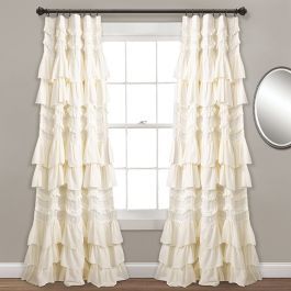 Ruffled Waterfall Ivory Curtain Panel Shabby Chic Living Room Vintage, Shabby Chic Romantico, Ivory Curtains, Ruffle Curtains, Shabby Chic Decor Bedroom, Chic Bedroom Decor, Romantic Shabby Chic, Shabby Chic Living Room, Lush Decor