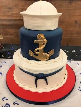 My daughter's amazing "Anchors Aweigh" Navy boot camp going away party cake! Navy Welcome Home Party, Navy Farewell Party Boot Camp, Navy Enlistment Party, Us Navy Cake Ideas, Us Navy Themed Party, Navy Themed Party, Navy Send Off Party Ideas, Navy Farewell Party Ideas, Navy Bootcamp Party