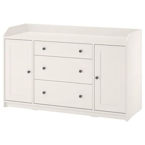 HAUGA Sideboard, white, 551/8x331/8" - IKEA Ikea Sideboard, Kallax Shelf Unit, Kallax Shelf, Drawer Space, Plastic Edging, Side Board, White Sideboard, Ikea Family, Shelf Unit