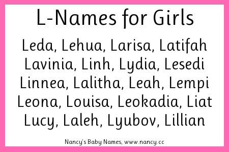 Looking for girl names that start with the letter L? Here are thousands of L-names for girls that have seen usage in the United States. #girlnames L Names For A Girl, L Names For Girls, Rare Female Names, L Girl Names, Twin Girl Names, Oc Names, Ranking List, L Names