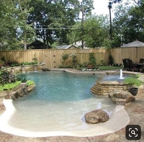 Hammock Backyard, Pool Plans, Ideas De Piscina, Kleiner Pool Design, Beach Entry Pool, Pools Backyard Inground, Small Swimming Pools, Diy Swimming Pool, Backyard Beach