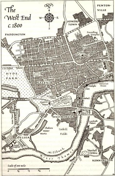 Regency London - The West End in 1800, including Grosvenor Square, where Andre and Devon Raveneau have a home in Smuggler's Moon. 1800s England, Medieval Maps, Georgian London, Regency London, London Westminster, Regency England, I Love London, Map Layout, Love London