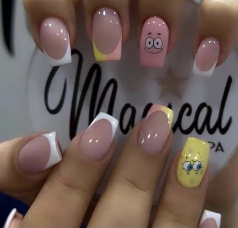 France Nails, Spongebob Nails, Disney Acrylic Nails, Patrick Nagel, Glow Nails, Acrylic Nails Coffin Short, Dream Nails, Classy Nails, Pretty Acrylic Nails