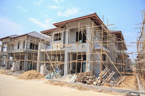 Premium Photo | House under construction with autoclaved aerated concrete block structure at building site Autoclaved Aerated Concrete, Aerated Concrete, Construction Images, House Under Construction, Luxury Living Room Decor, Base Building, Building Site, Construction Firm, Life Vision