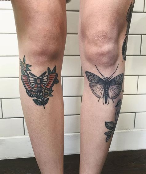 Black and traditional style butterfly tattoos on both shins Hopeless Romantic Tattoo, Knee Tattoos, Shin Tattoo, Butterfly Tattoos For Women, Tattoo Quotes For Women, Back Of Shoulder Tattoo, Latest Tattoos, Butterfly Tattoos, Butterfly Tattoo Designs