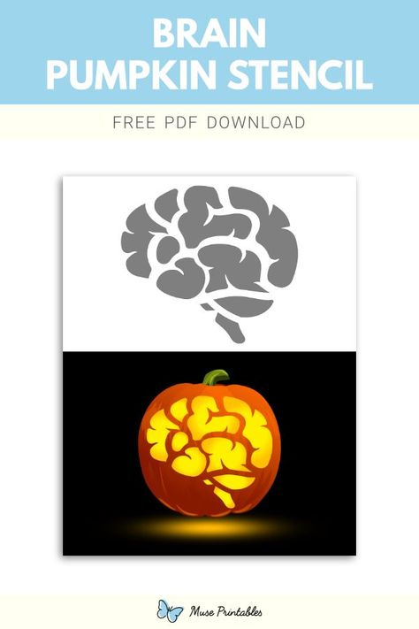 Brain Stencil, Stencil For Pumpkin Carving, Pumpkin Carving Stencil, Printable Pumpkin Stencils, Pumpkin Stencils Free, Halloween Pumpkin Carving Stencils, Thanksgiving Time, Fake Candles, Pumpkin Carvings Stencils