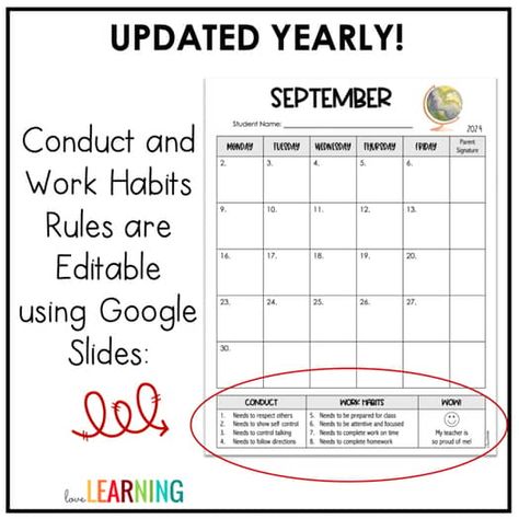 Behavior Calendar - Editable Monthly Behavior Chart by Love Learning Monthly Behavior Chart, Student Behavior Chart, Behavior Calendar, Behavior Chart, Work Habits, Classroom Management Strategies, Student Behavior, Love Learning, Behaviour Chart