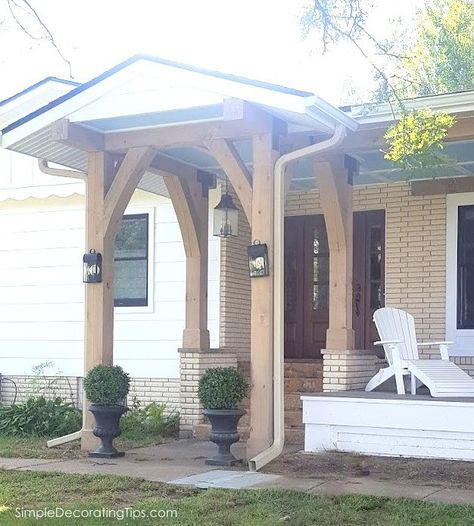 Adding Peak To Front Porch, Front Porch Addition, Bachelorette Pad, Porch Addition, Colonial Revival, Front Porch, Simple Decor, Decorating Tips, Front Yard