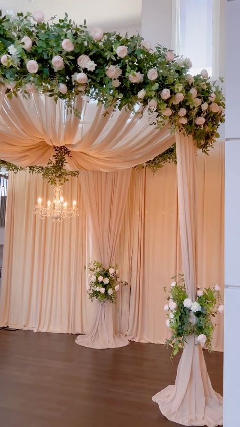 Noozay Decor | Full tutorial on YouTube (Noozay Decor) #wedding #diyweddingdecor #diyweddingideas #weddingdesign #diy #diywedding #weddingdecor… | Instagram Nikkah Diy Decor, Decoration For Nikkah At Home, Home Decor For Nikkah, Nikkah Curtain, Nikkah Flower Curtain, Wedding Decor Style, Diy Wedding Decorations, Birthday Decorations, Wedding Designs