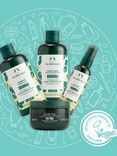 @thebodyshopuk recently announced plans to be the first global beauty brand to have its complete product formulation portfolio #VeganTrademark registered by the end of 2023. Along with their body butter range and reformulated #vegan White Musk fragrance and toppers, the latest to join is their haircare range! #Haircare #VeganCertified #VeganBeauty #VeganBodyCare #VeganProducts #Beauty #Hair #BodyCare ⁠#AnimalFree #NoAnimalTesting #Shampoo #Conditioner #PlantBased Shampoo Packaging, Adobe Dimension, Musk Fragrance, Vegan Hair Care, Hair Protein, Scalp Scrub, Hair Care Brands, Vegan Hair, Dull Hair