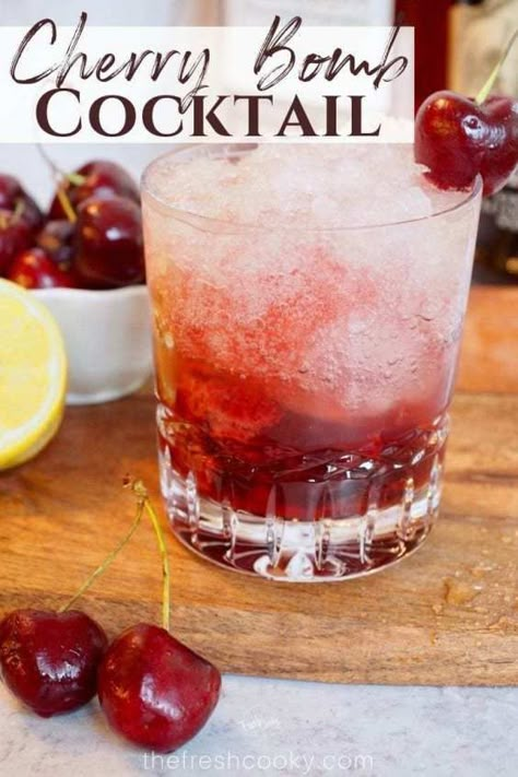 Drinks With Cherries, Cocktails With Club Soda, Cherry Bomb Drink, Soda Cocktails, Cherry Bourbon, Limoncello Cocktails, Bourbon Smash, Whisky Drinks, Fall Cocktail