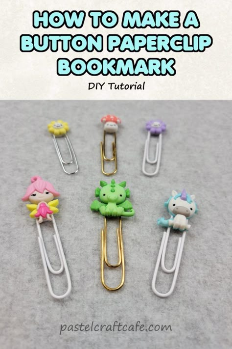 Button Bookmarks Diy, How To Make Paper Clip Bookmarks, Button Bookmarks, Diy Paper Clip Bookmarks, Diy Bookmark With Charm, Diy Bookmarks To Sell, Page Marker Diy, Hidden Paper Clip Bookmarks, Diy Paperclip