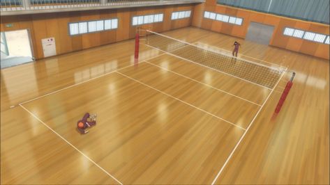 Volleyball Court Background, Gym Background, Court Background, Background Anime, Volleyball Court, Purple Wall Art, Haikyuu Volleyball, School Interior, Haikyuu Kageyama